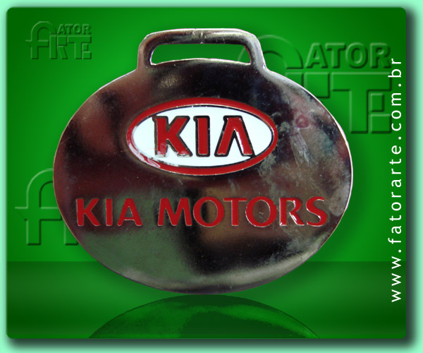 Medalha Kia Motors, fundida formato personalizado, com aplicação de cores, fita de cetim ou poliéster 