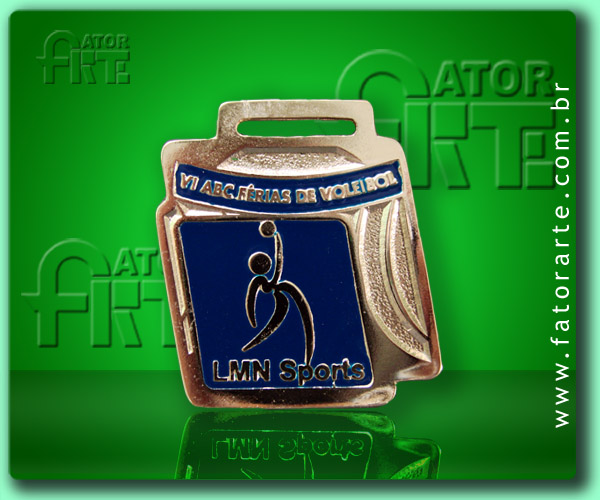Medalha LMN Sports, fundida formato personalizado, com aplicação de cores, fita de cetim ou poliéster 