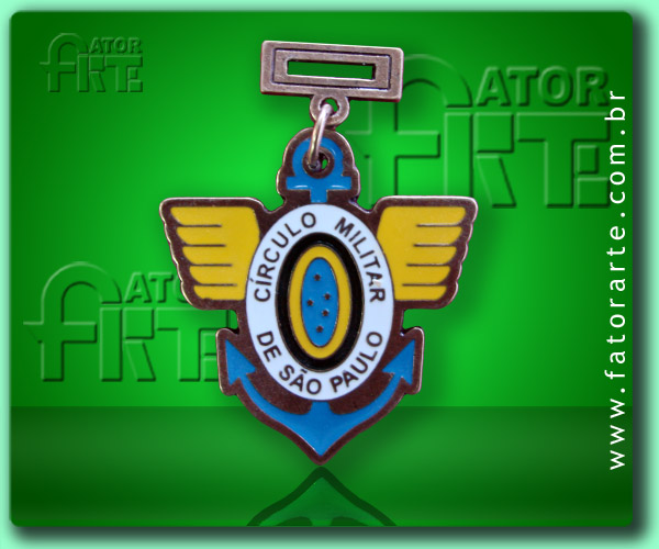 Medalha para o Circulo Militar, fundida formato personalizado, com amarelo, branco, azul e preto, fita de cetim ou poliéster 