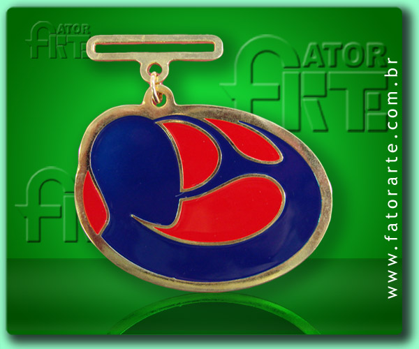 Medalha FPT, fundida formato personalizado, com aplicação de cores, fita de cetim ou poliéster 